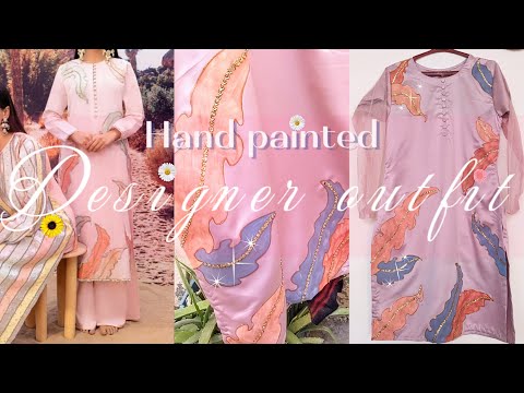 How to make designer outfit 🎇at home🩷hand painted ✨beads embroidery designs [Video]
