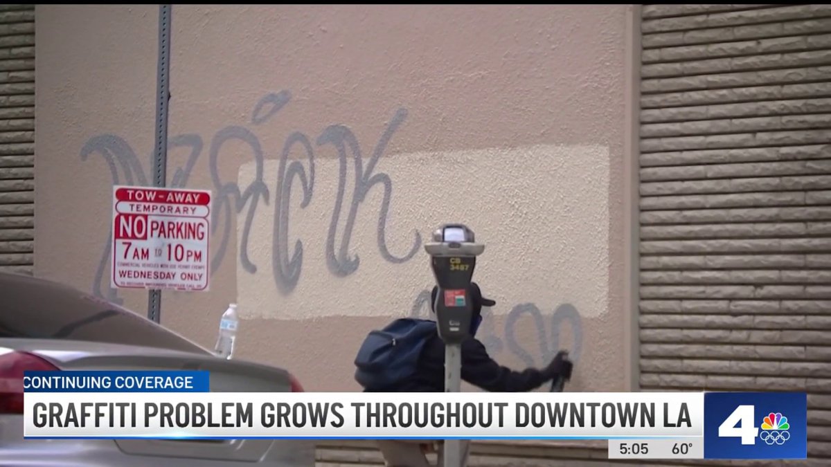 Video captures tagger in the act as downtown LA graffiti problem grows  NBC Los Angeles [Video]