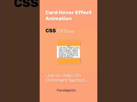 Card Hover Effect Animation in CSS and HTML.  [Video]