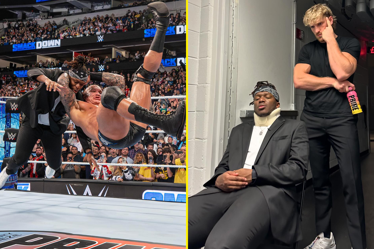 KSI sports neck brace after vicious Randy Orton RKO as fans all say the same thing [Video]