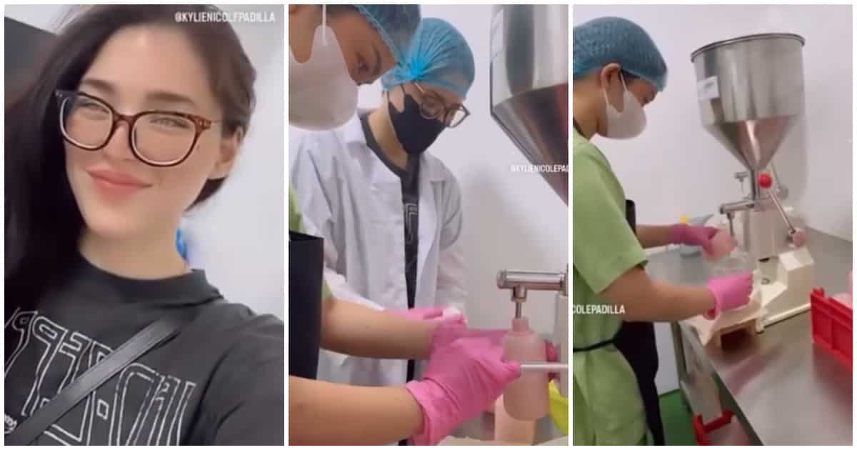 Kylie Padilla visits factory of her new business; helps employees prepare products [Video]
