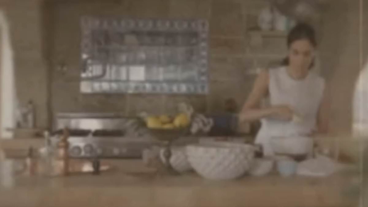 Inside Meghan’s kitchen: Duchess of Sussex reveals designer cookware and ornate copper fruit bowls in glitzy video promoting her new lifestyle brand American Riviera Orchard