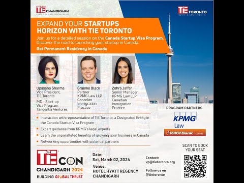 Masterclass on the Canada Startup Visa Program by TiE Toronto and KPMG Law | TiE Chandigarh [Video]