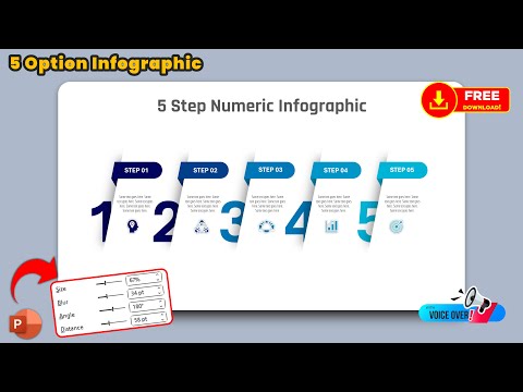 102.PowerPoint Graphic Design – 5 Step Numeric/Number Infographic with Shadow effect | Free download [Video]