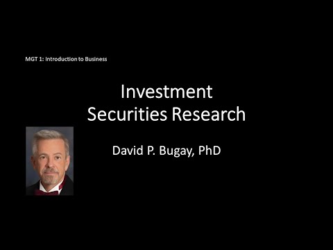 Investment Securities Research [Video]