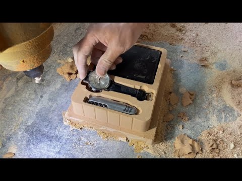 Wallet watch tin box blue flocking packaging inner tray sample design process [Video]