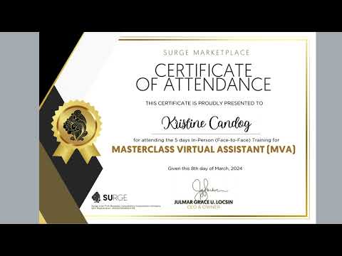 MY Certificates and Awards at Surge Marketplace Training Center 2024 [Video]