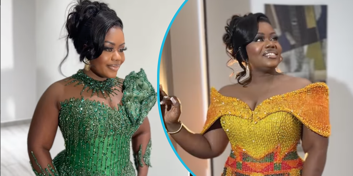 Ghanaian Bride Slays In Classic Pencil Corseted Kente Gown Designed With Customised Kente Fabric [Video]