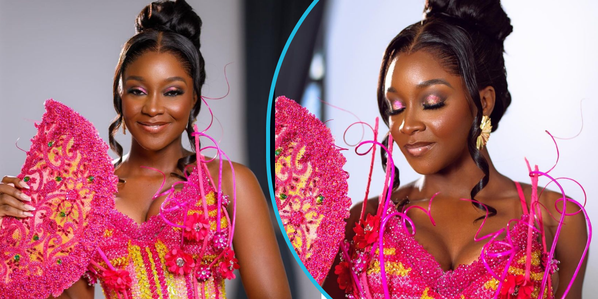 Ghanaian Model Rocks Kente Gown Designed With Sequins, Beads, Rhinestones And Petals For Her Wedding [Video]