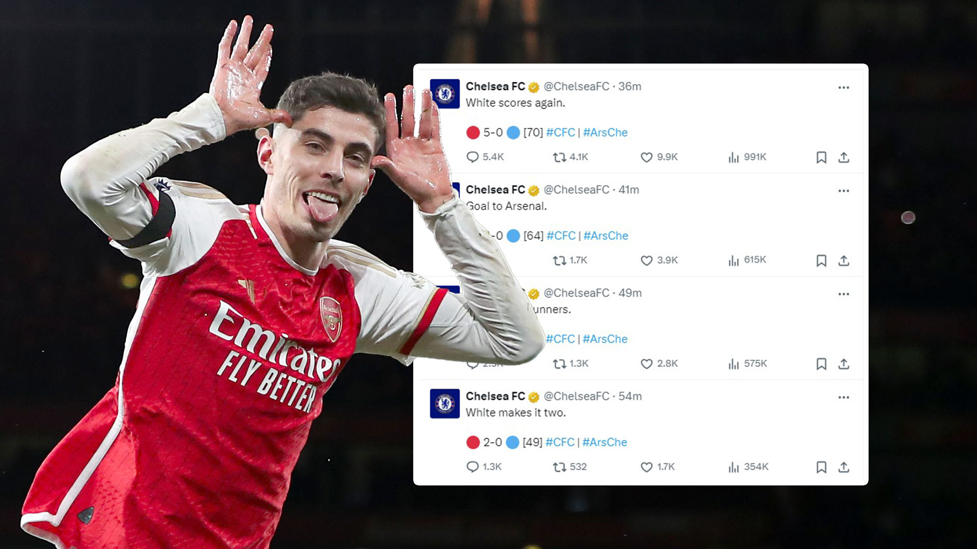 Petty Chelsea refuse to NAME Havertz on Twitter as ex-Blues star returns to haunt old side with two goals for Arsenal [Video]