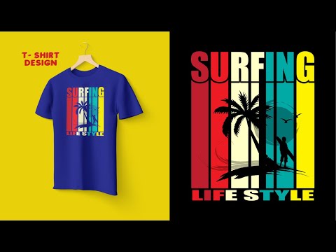 Adobe illustrator T-shirt Design Tutorial 2024 || Surfing Life Style t-shirt Design Tutorial 2024 || [Video]