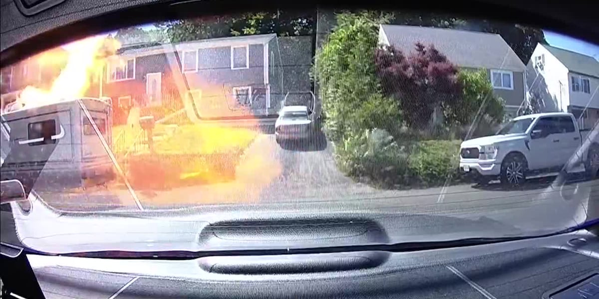 Doorbell camera shows RV catch fire, injuring 3 family members working on it [Video]
