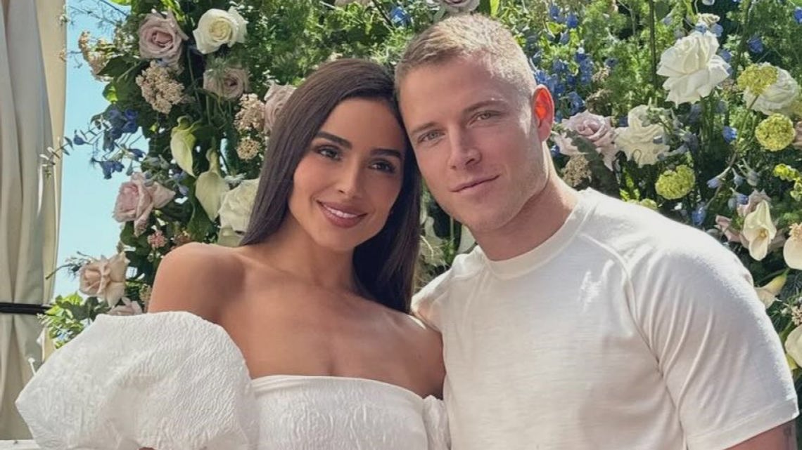 Christian McCaffrey Defends Wife Olivia Culpo After Critic Says Her Wedding Dress Has ‘No Personality [Video]