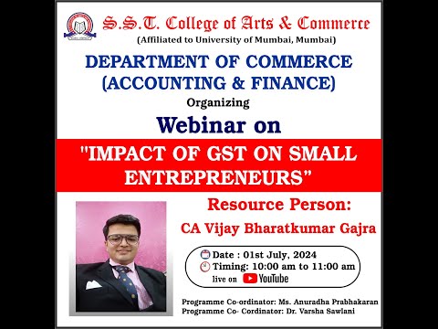 The Impact of GST on Small Entrepreneur Bachelor of Commerce  in Accounting and Finance (BAF) [Video]