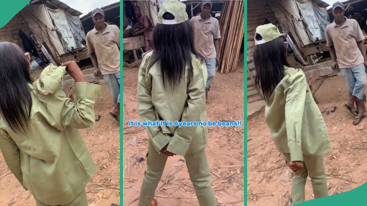 Heartwarming Video Shows Moment Female Corper Stormed Her Father’s Workshop and Honoured Him