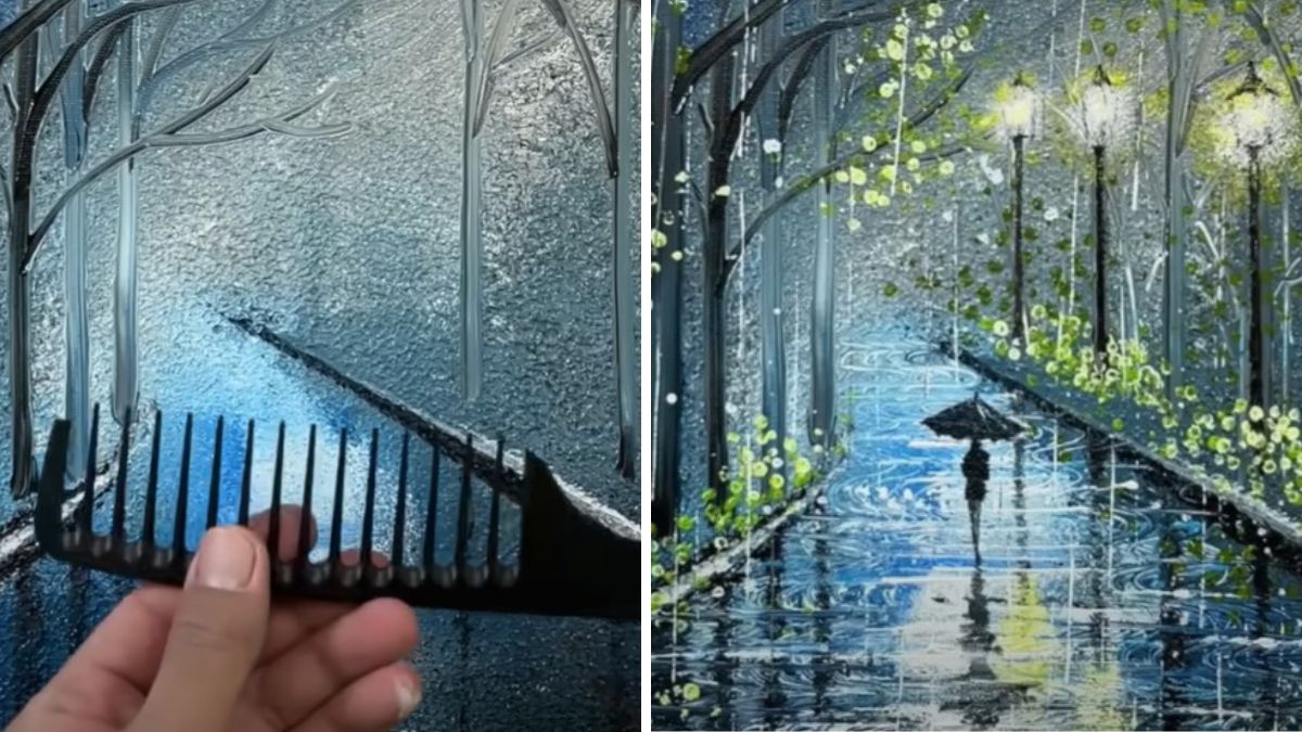 Artist Uses Comb To Add Stunning Touch To Painting Of Rain  InspireMore [Video]