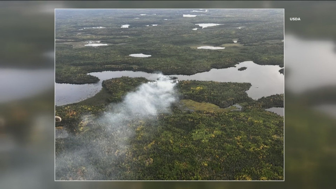 Wood Lake Fire burning on island in Boundary Waters [Video]