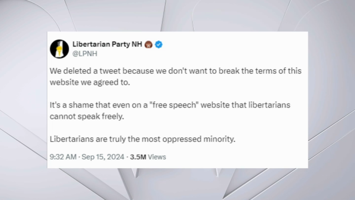 Feds aware of NH Libertarian Party X post on Kamala Harris  NBC Boston [Video]