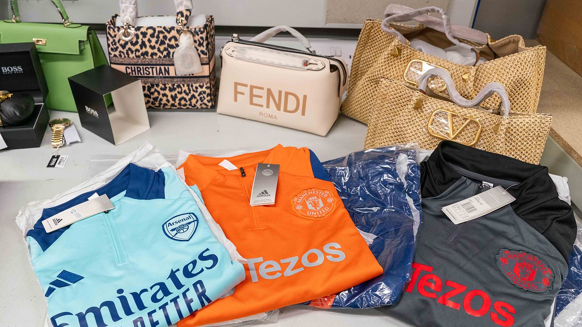 The 4.5m haul of designer fakes seized at Britain’s border: From knock-off handbags, to imitation football shirts and must-have gadgets, officials intercept 14,000 counterfeit goods [Video]